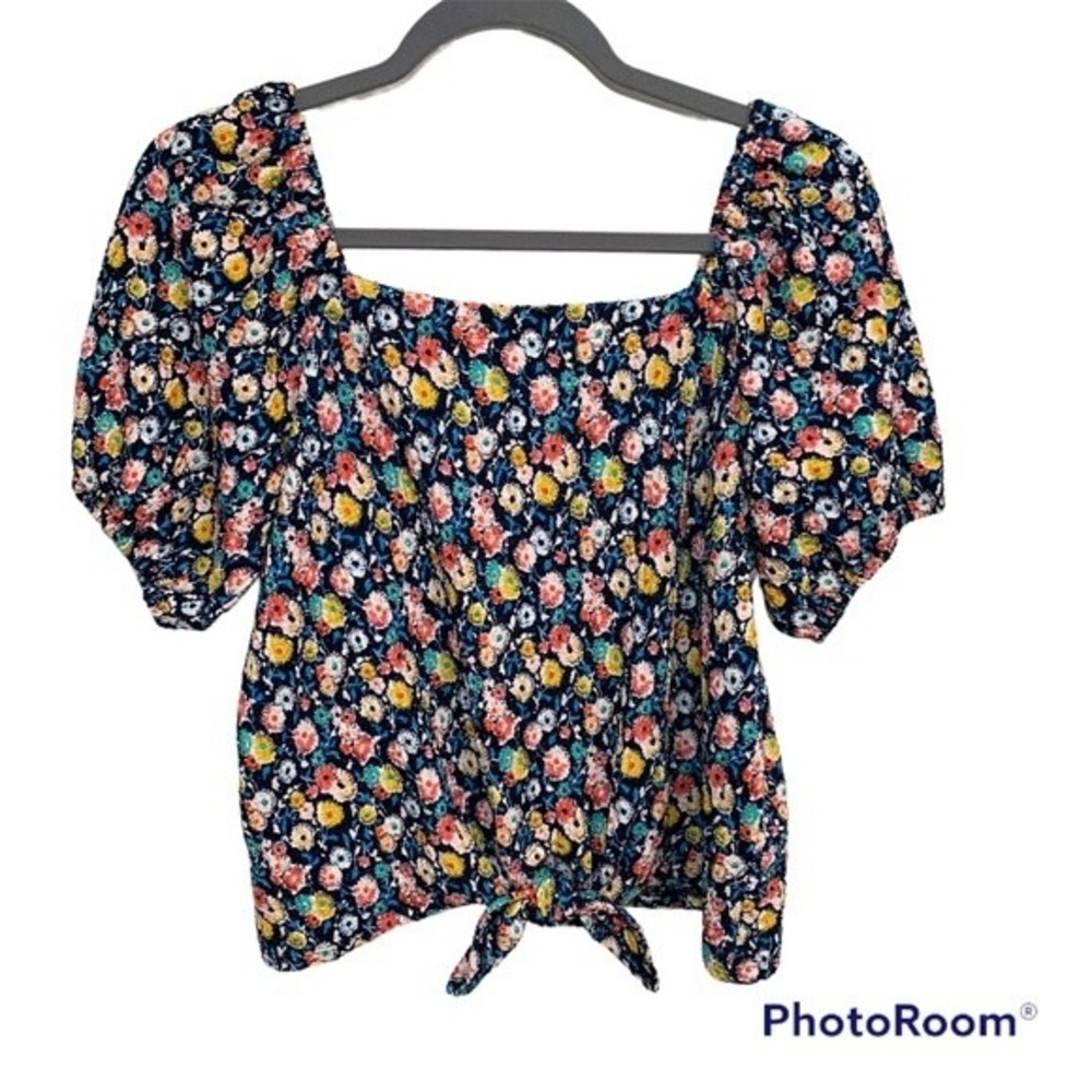 LOFT Floral Tie Front Top
